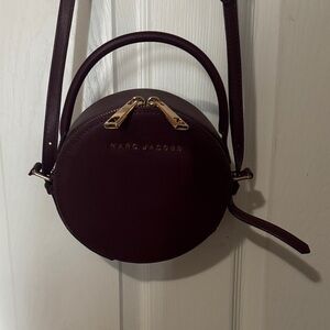 Marc Jacobs Circular Crossbody in Burgundy with Gold Hardware